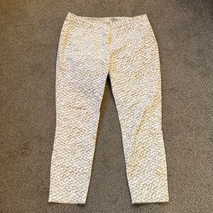 Michael Kors White and Gold Patterned Cropped Jeans